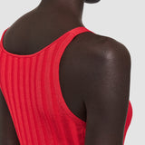 Red Satiny Rib Knitted Tank Top - Joseph