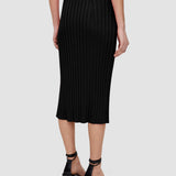 Black Satiny Rib Knitted Skirt - Joseph