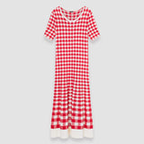 Red Vichy Jacquard Knitted Dress - Joseph