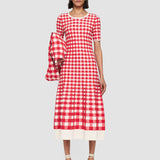 Red Vichy Jacquard Knitted Dress - Joseph