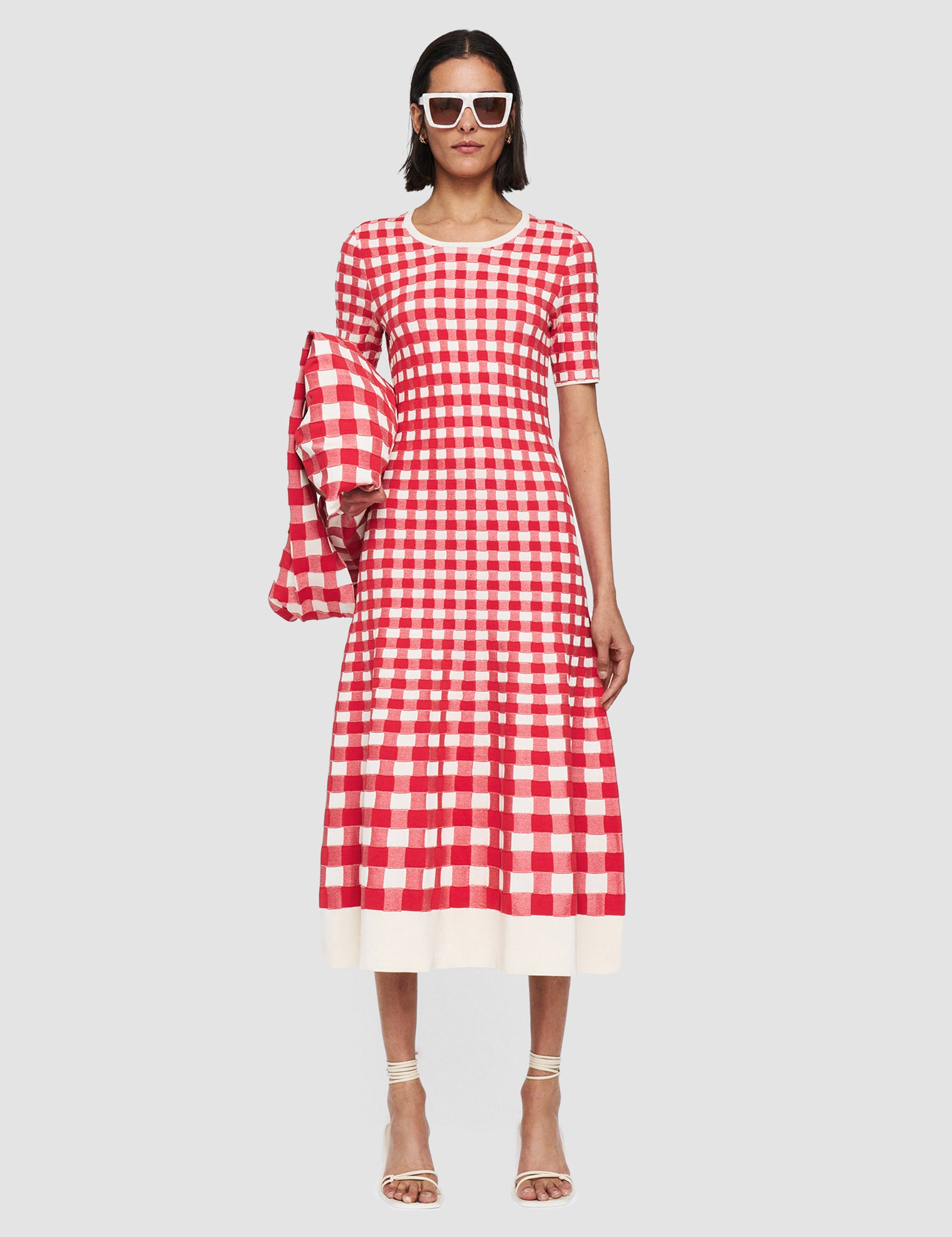 Red Vichy Jacquard Knitted Dress - Joseph