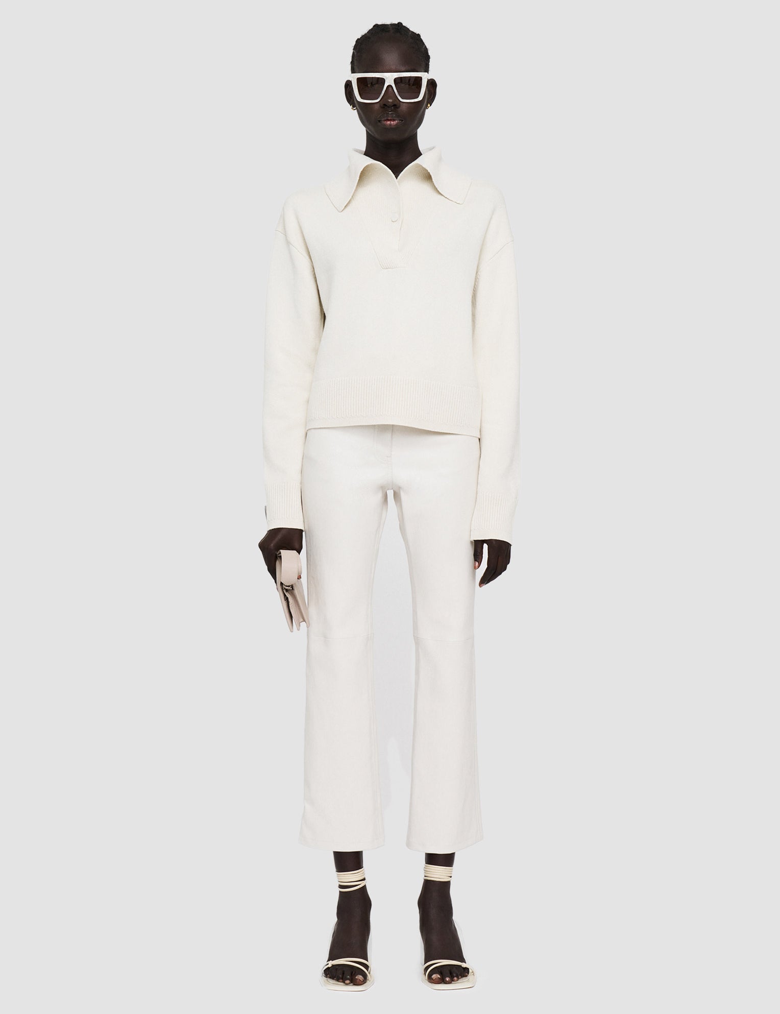 White Silk Cashmere Polo Jumper - Joseph