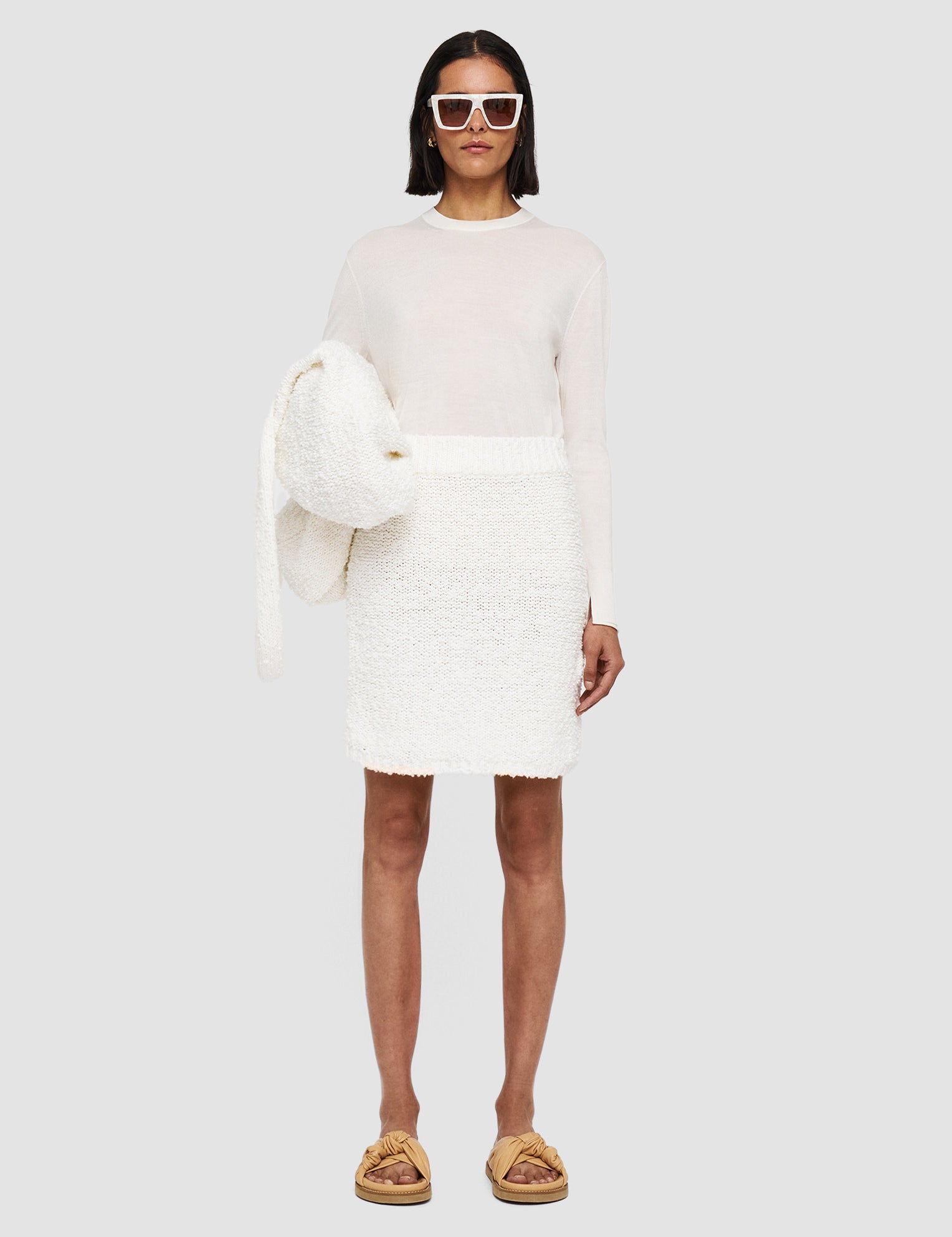 White Textured Knit Skirt - Joseph