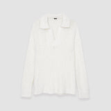 White Textured Knit Polo Jumper - Joseph