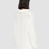 White Textured Knit Polo Jumper - Joseph