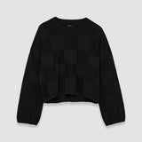 Black Textured Vichy Crew Neck Jumper - Joseph