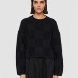 Black Textured Vichy Crew Neck Jumper - Joseph