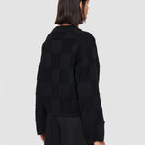 Black Textured Vichy Crew Neck Jumper - Joseph