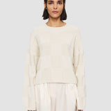 Beige Textured Vichy Crew Neck Jumper - Joseph