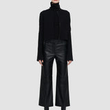 Black Nappa Leather Talia Trousers - Joseph