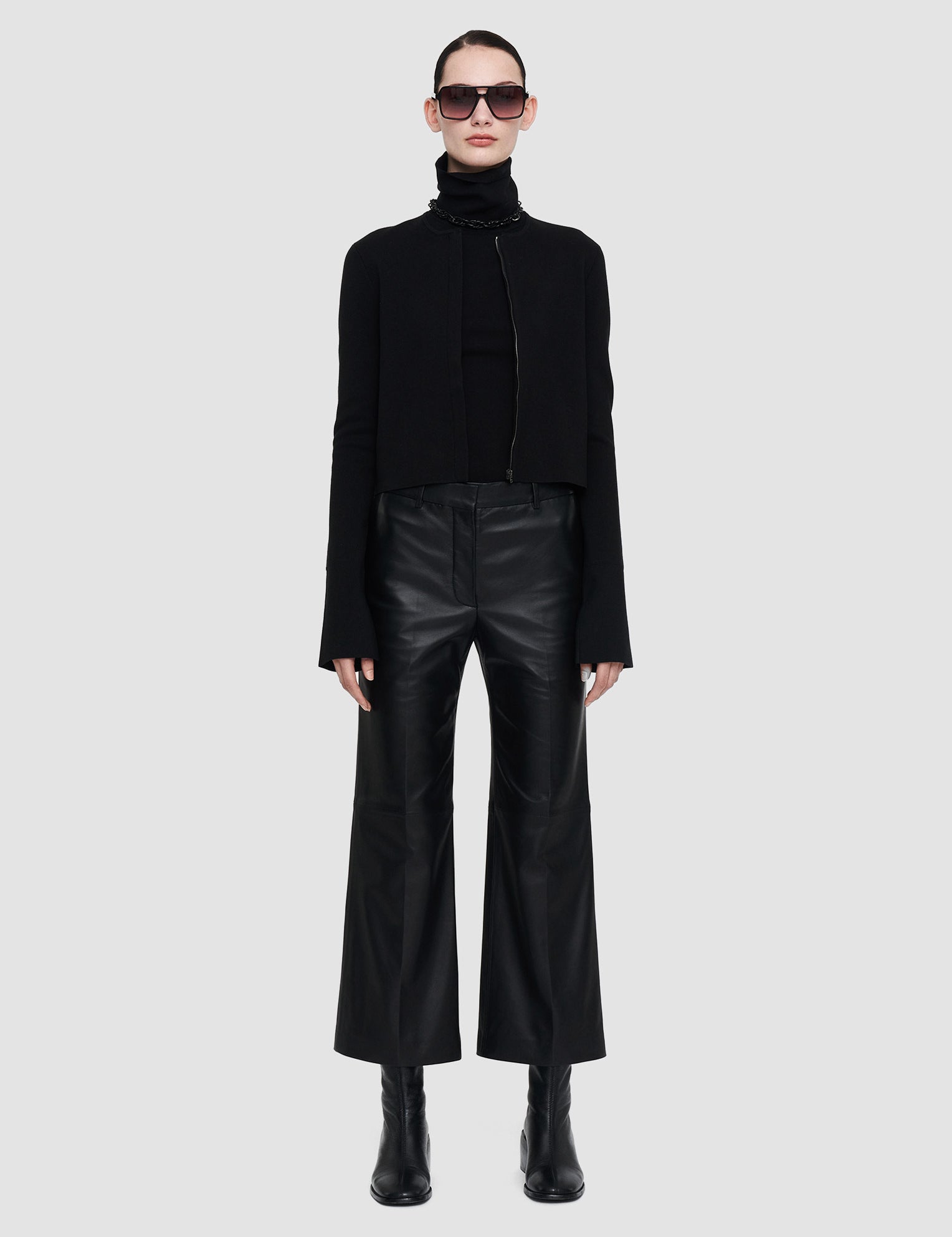 Black Nappa Leather Talia Trousers - Joseph