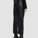 Black Nappa Leather Talia Trousers - Joseph