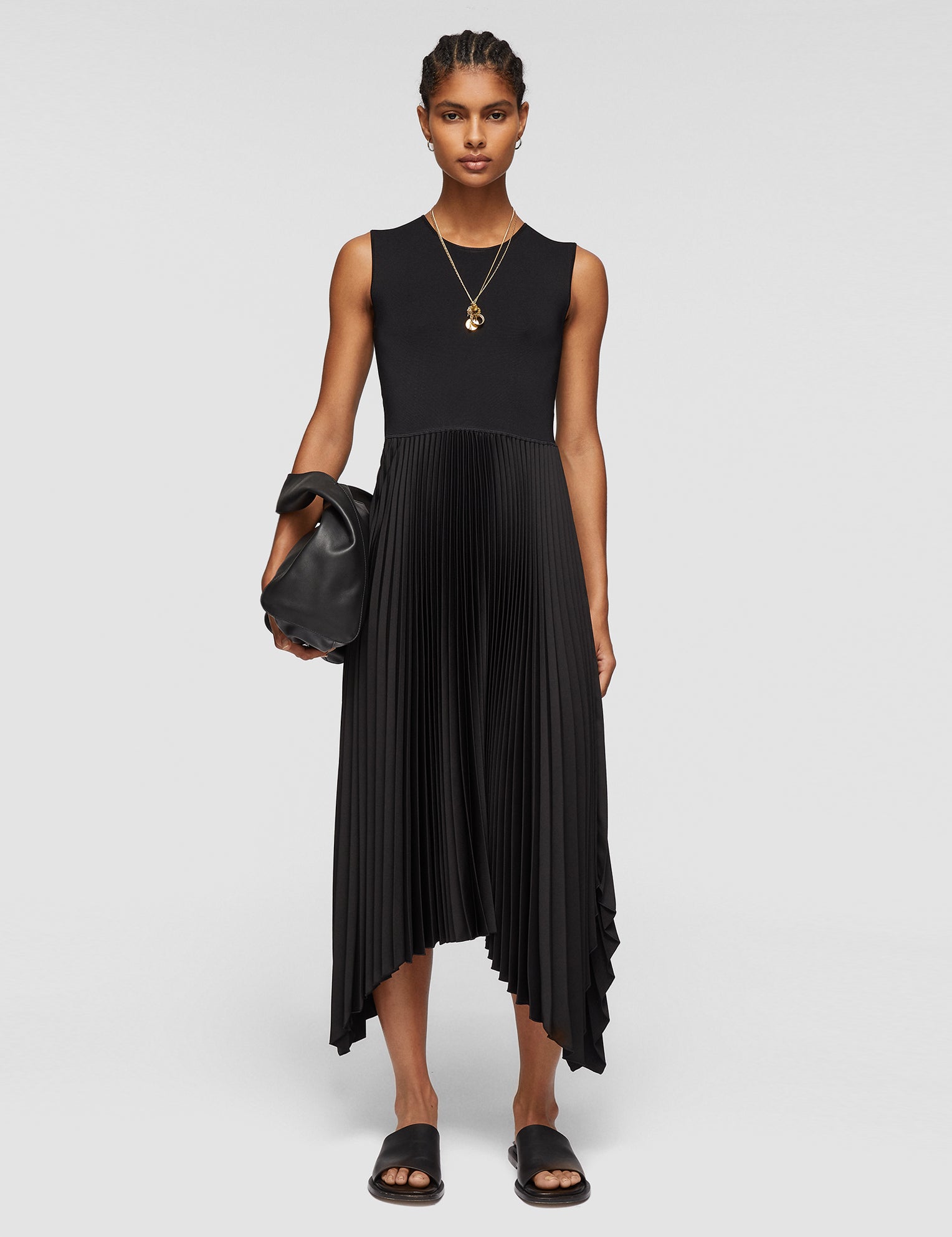 Black Knit Weave Plissé Dera Dress - Joseph