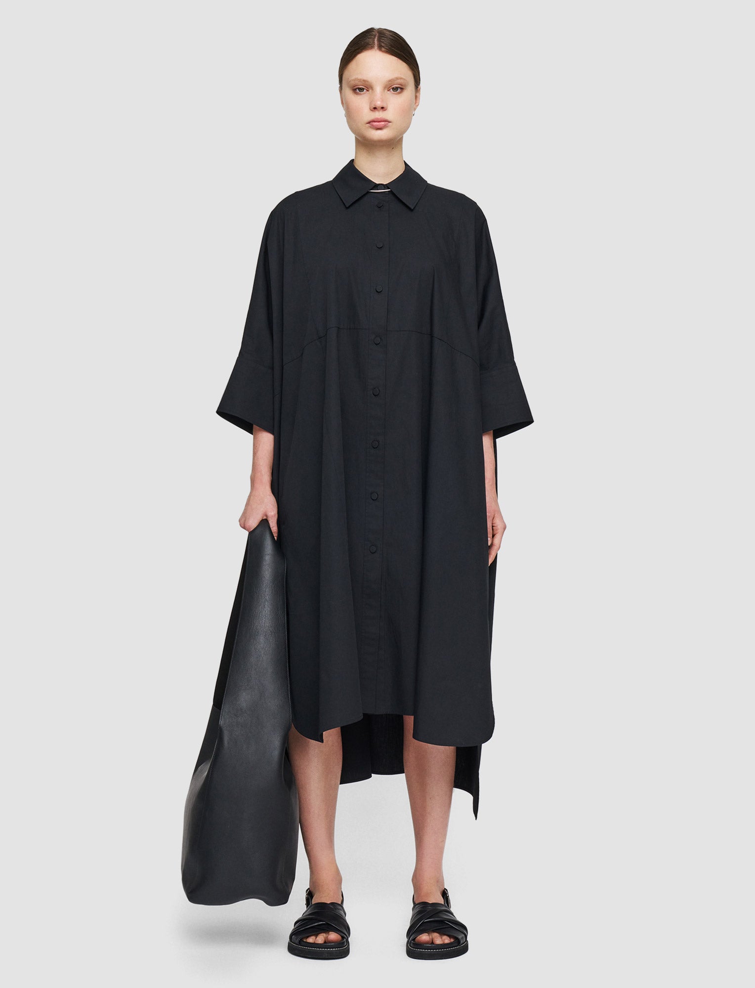 noir-robe-dania-en-popeline-JOSEPH