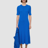 Blue Viscose Ribbed Knitted Dress - Joseph