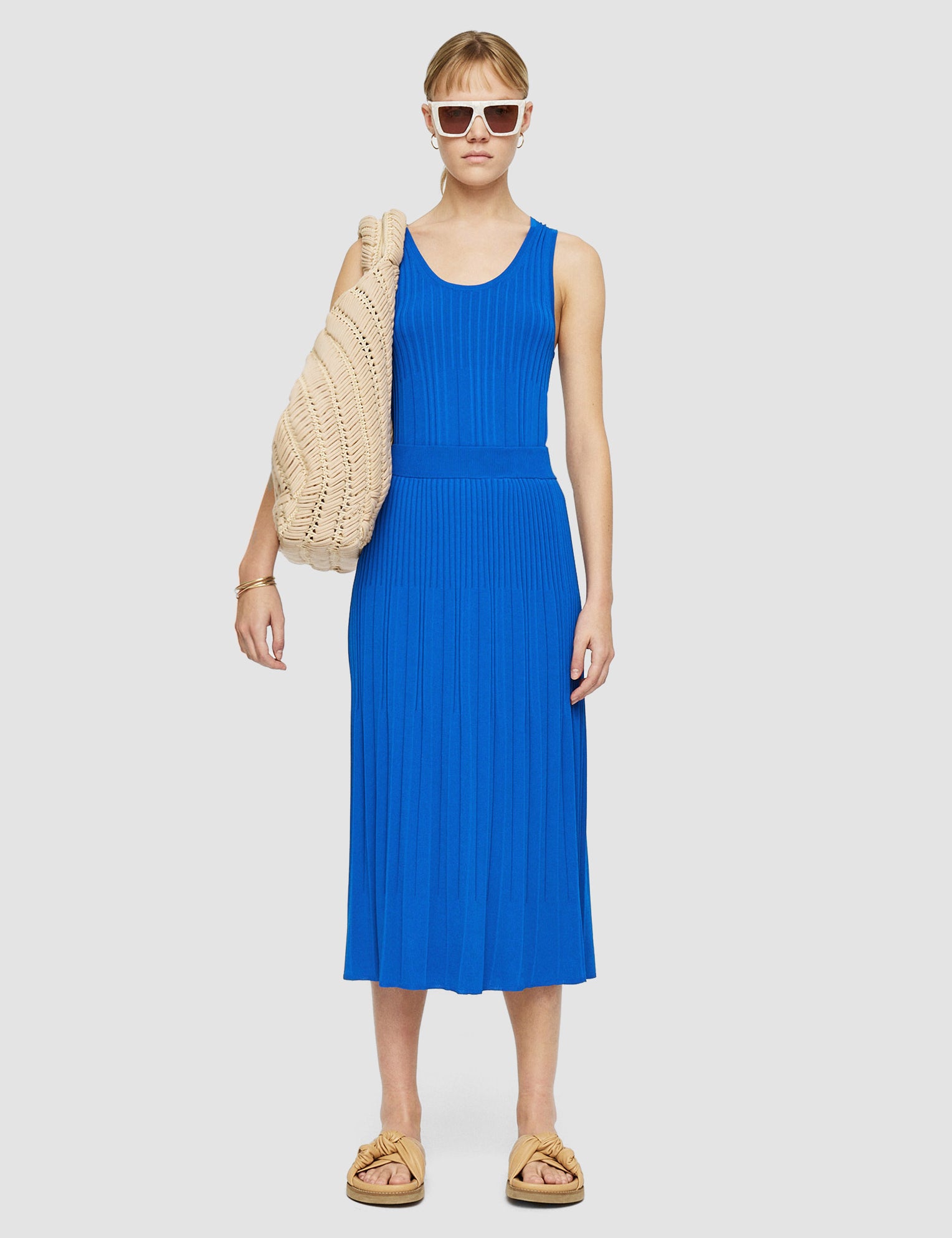 Blue Viscose Ribbed Knitted Skirt - Joseph