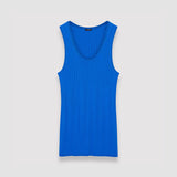 Blue Viscose Ribbed Knitted Tank Top - Joseph