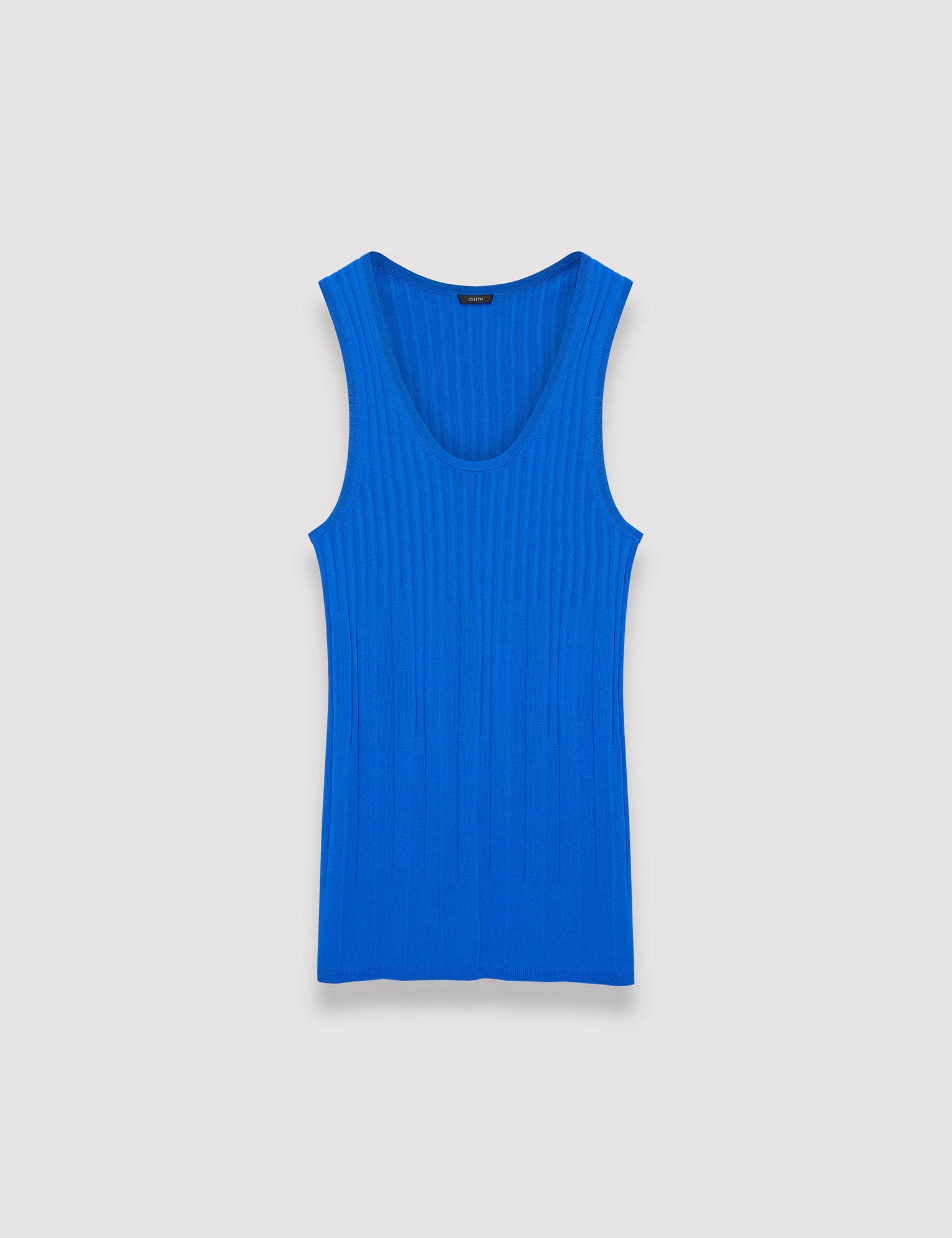 Blue Viscose Ribbed Knitted Tank Top - Joseph