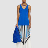 Blue Viscose Ribbed Knitted Tank Top - Joseph