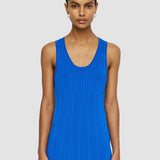 Blue Viscose Ribbed Knitted Tank Top - Joseph