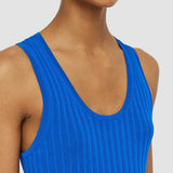 Blue Viscose Ribbed Knitted Tank Top - Joseph