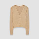 Beige Linen Blend Knitted Cardigan - Joseph