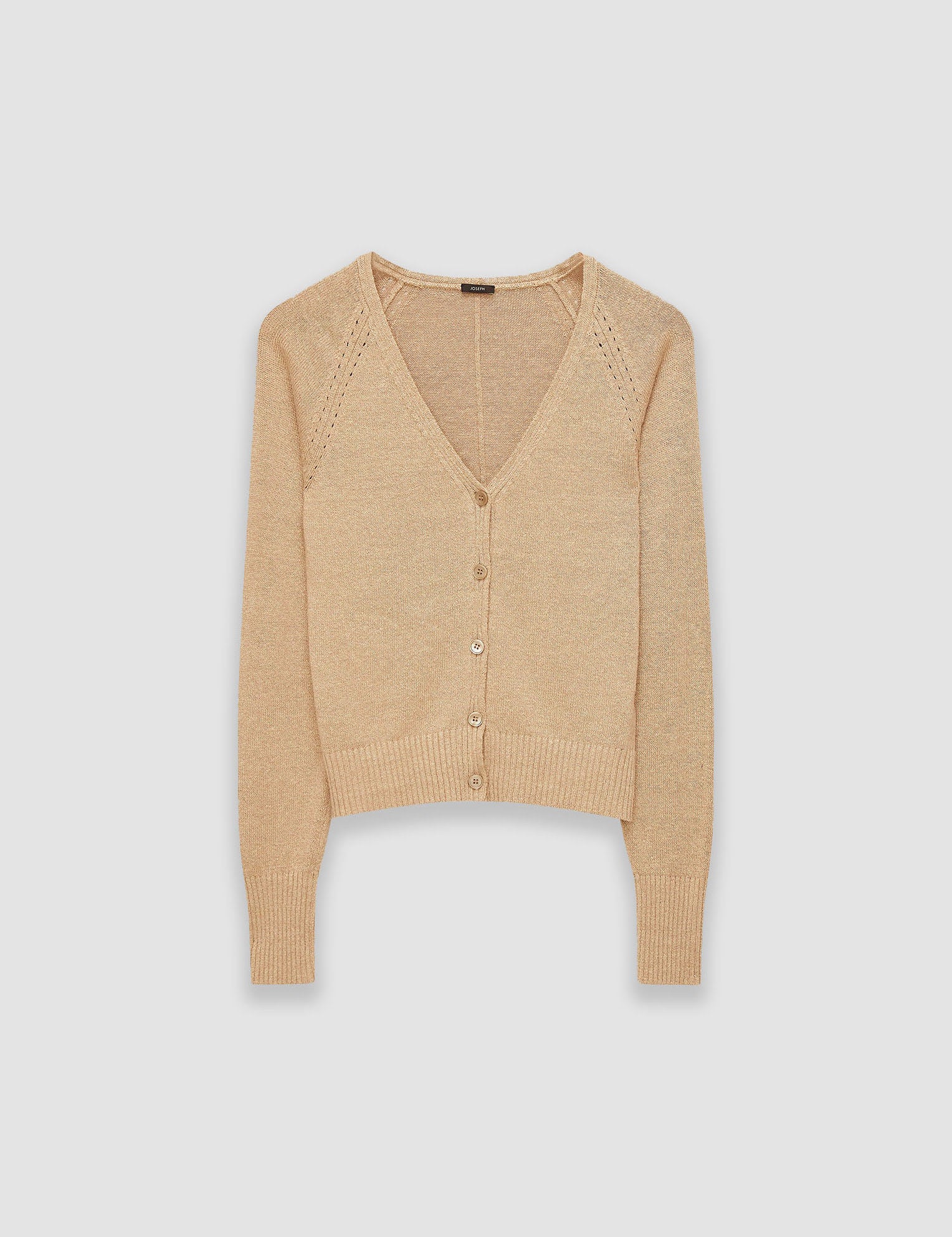 Beige Linen Blend Knitted Cardigan - Joseph