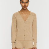 Beige Linen Blend Knitted Cardigan - Joseph