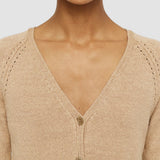 Beige Linen Blend Knitted Cardigan - Joseph