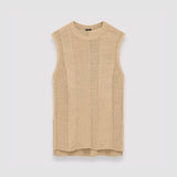 Beige Linen Blend Knitted Tank Top - Joseph