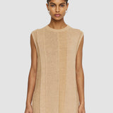 Beige Linen Blend Knitted Tank Top - Joseph