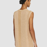 Beige Linen Blend Knitted Tank Top - Joseph