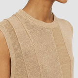 Beige Linen Blend Knitted Tank Top - Joseph