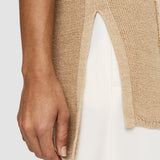 Beige Linen Blend Knitted Tank Top - Joseph