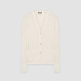 White Crisp Rayon Knitted Cardigan - Joseph