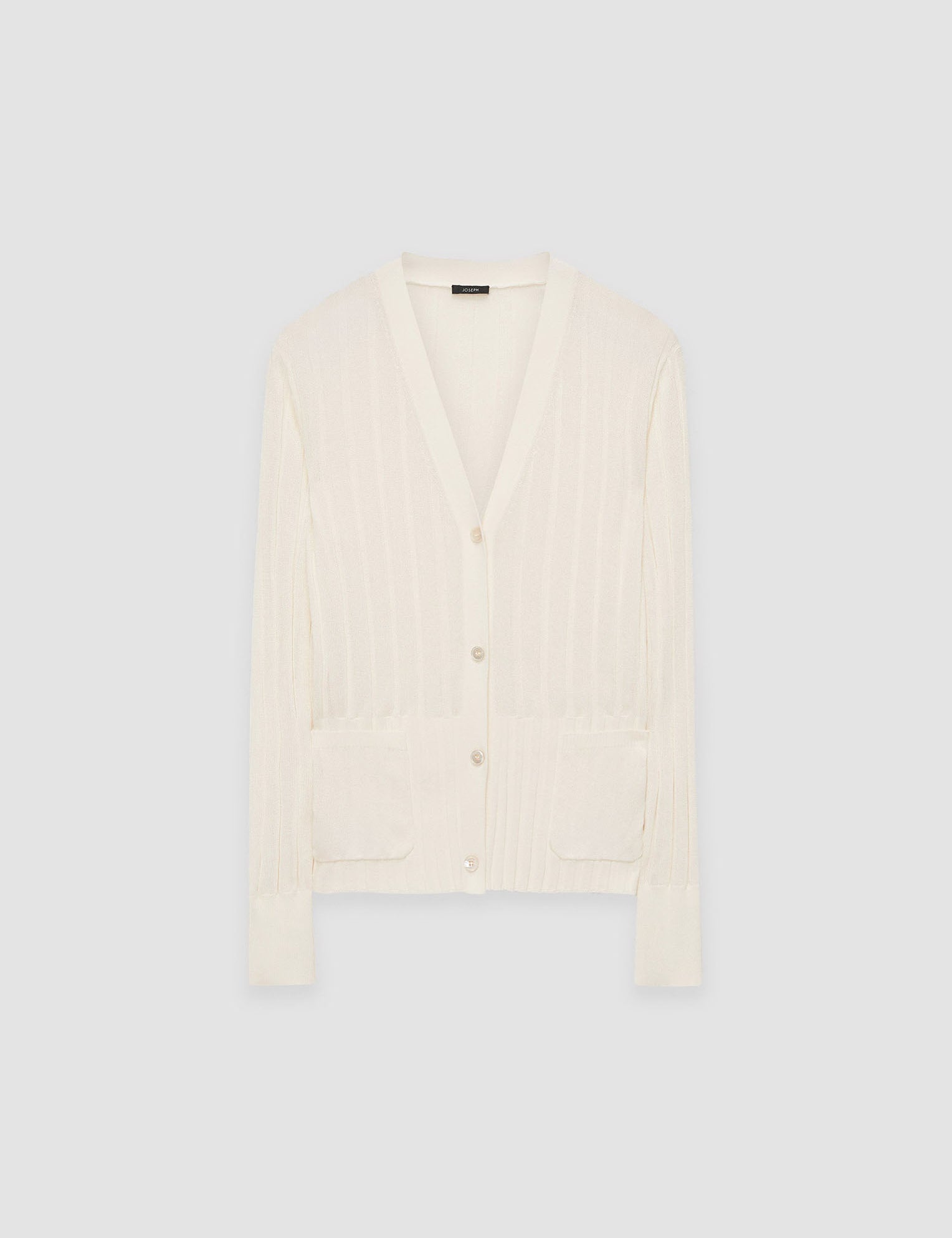 White Crisp Rayon Knitted Cardigan - Joseph