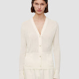 White Crisp Rayon Knitted Cardigan - Joseph