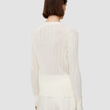 White Crisp Rayon Knitted Cardigan - Joseph