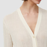 White Crisp Rayon Knitted Cardigan - Joseph