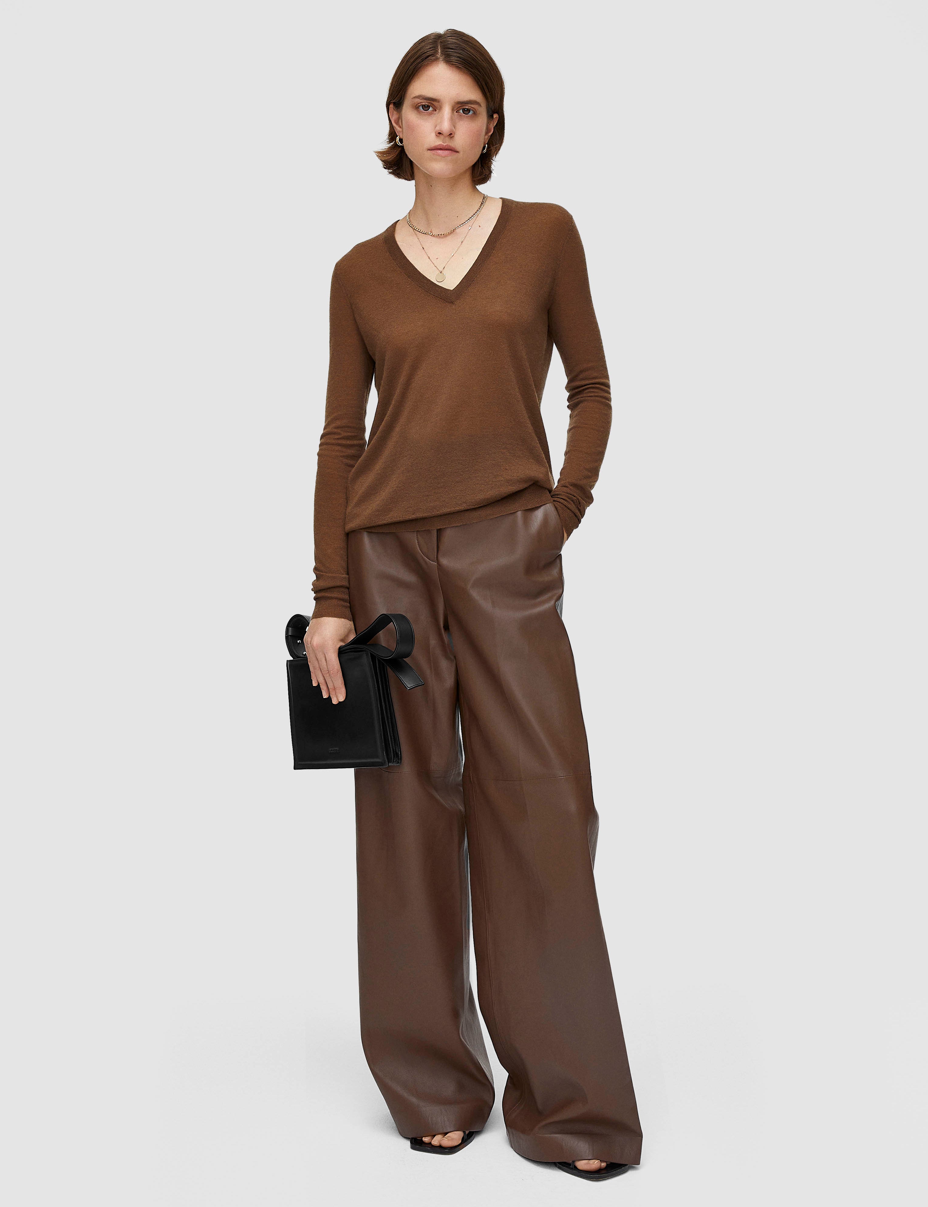 Brown Cashair V Neck Jumper - Joseph