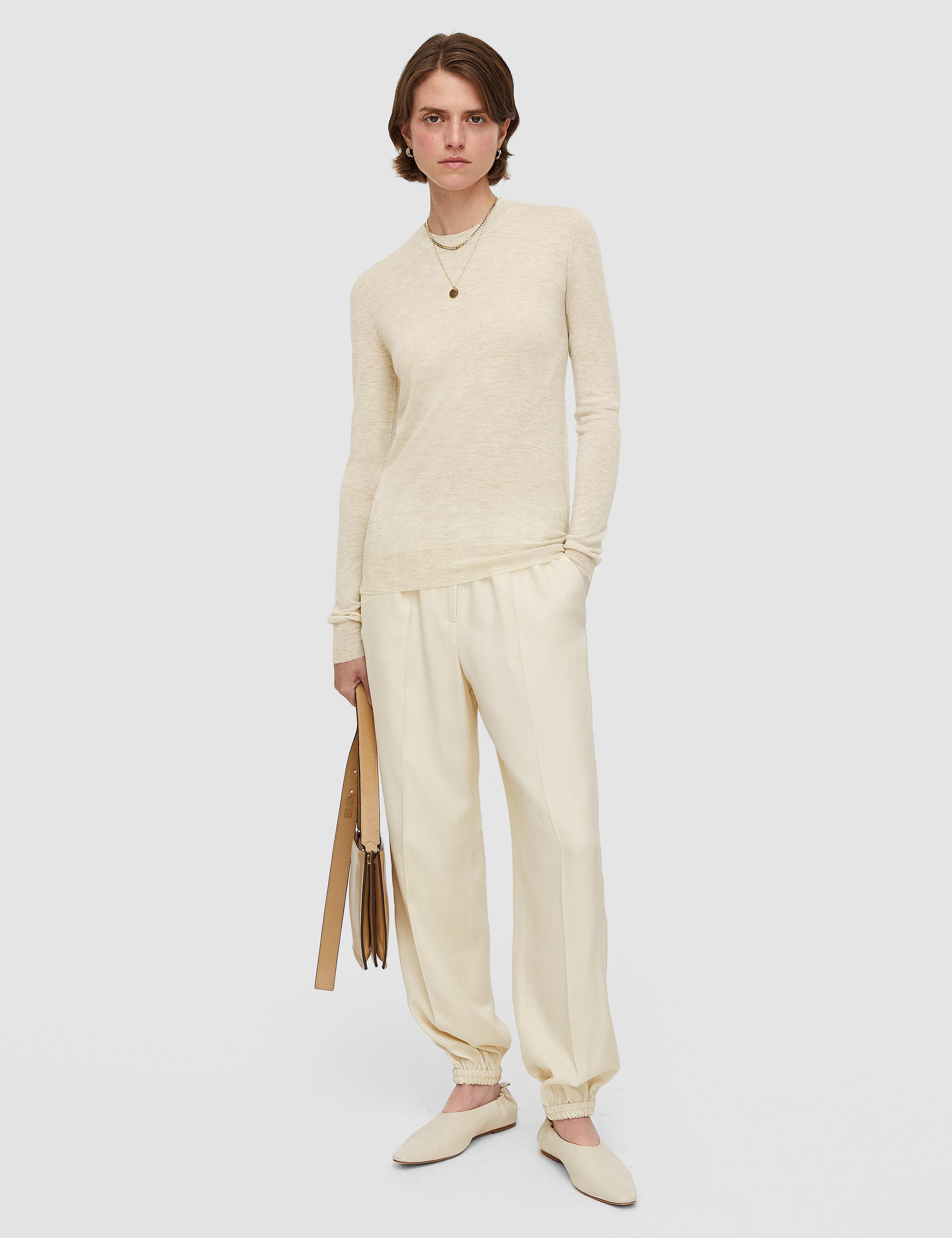 White Cashair Round Neck Jumper - Joseph