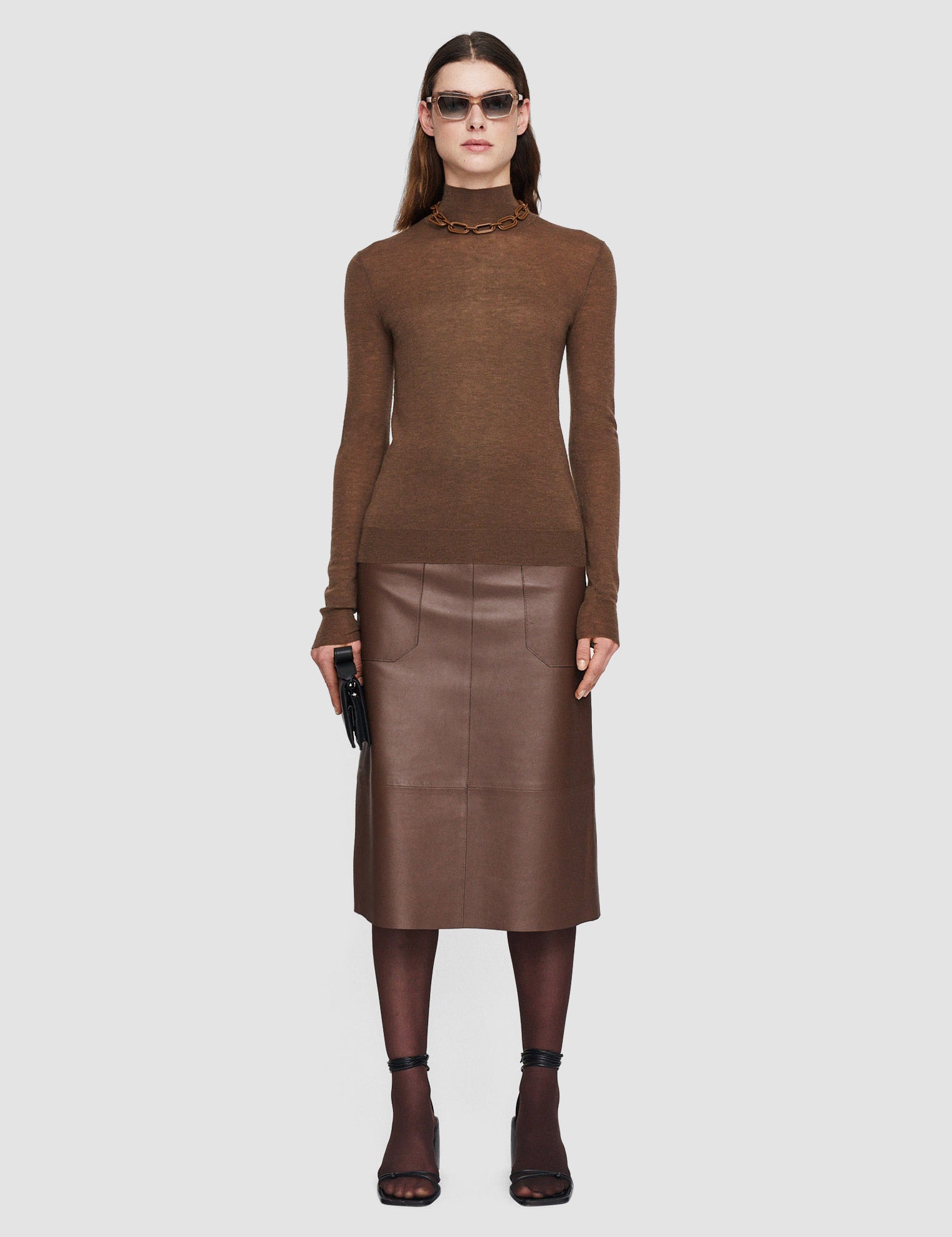 Brown Cashair High Neck Jumper - Joseph