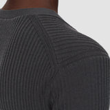 Grey Merino Rib V Neck Top - Joseph