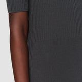 Grey Merino Rib V Neck Top - Joseph