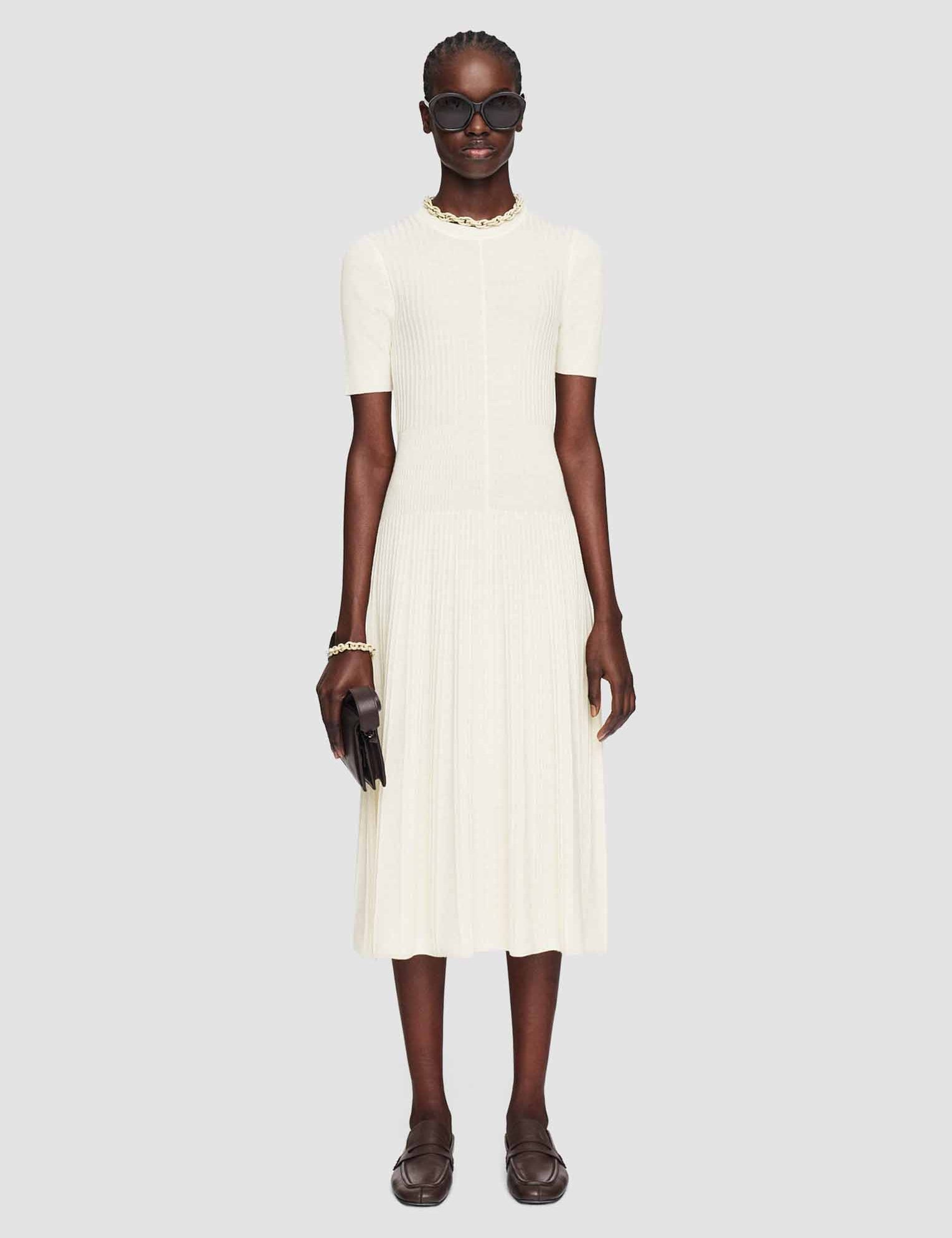 White Merino Rib Dress - Joseph