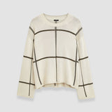 White Grid Cotton Silk Crew Neck Jumper - Joseph