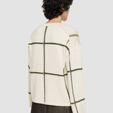 White Grid Cotton Silk Crew Neck Jumper - Joseph