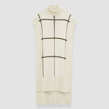 White Grid Cotton Silk Poncho - Joseph