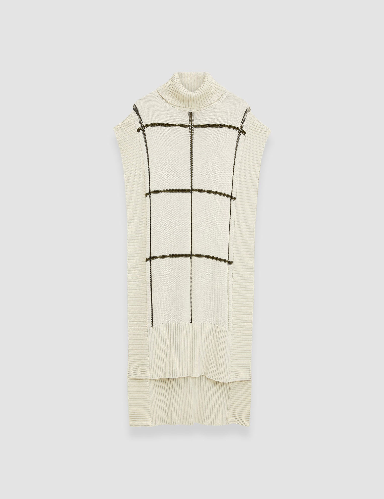 White Grid Cotton Silk Poncho - Joseph