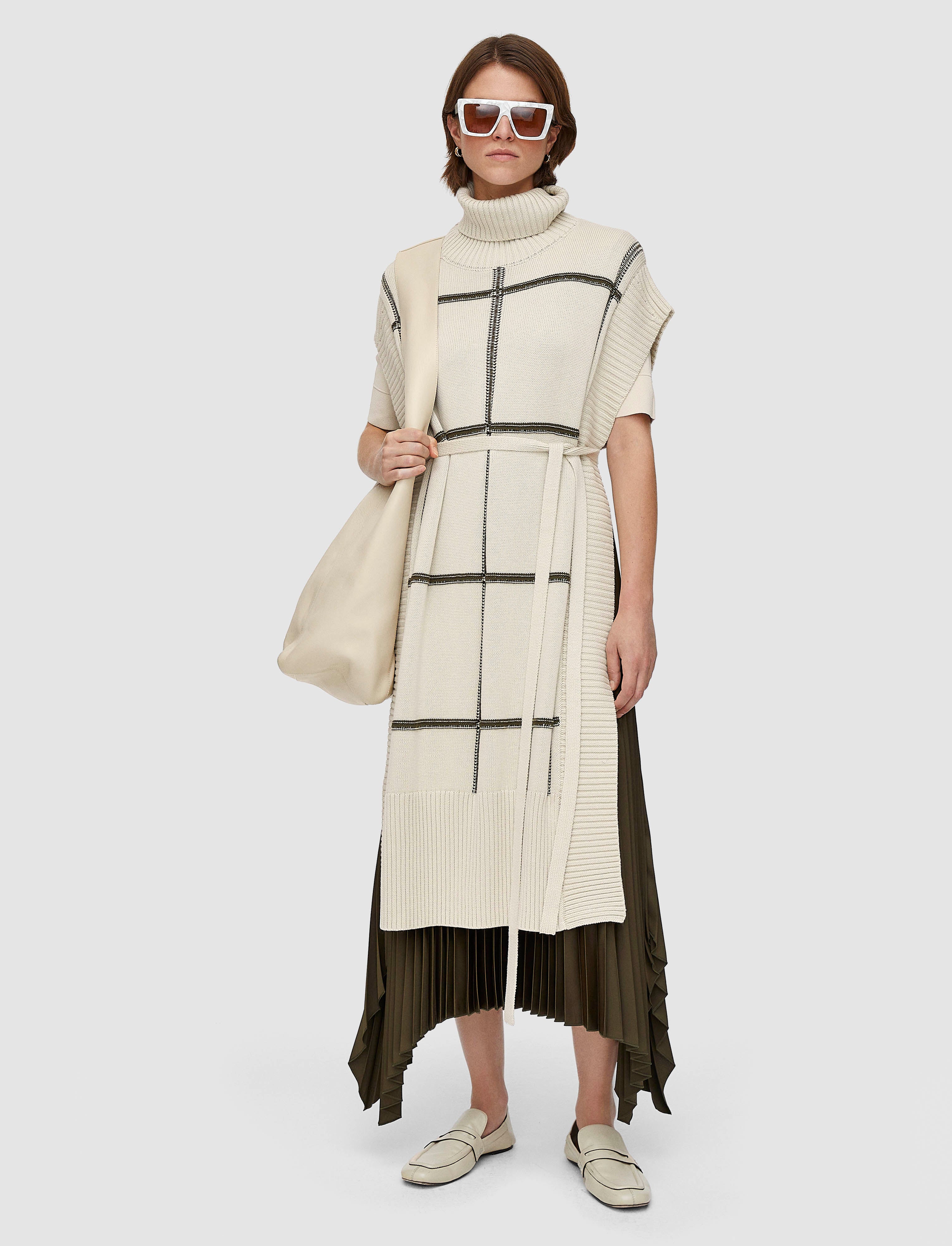 blanc-poncho-en-coton-et-soie-a-damier-JOSEPH